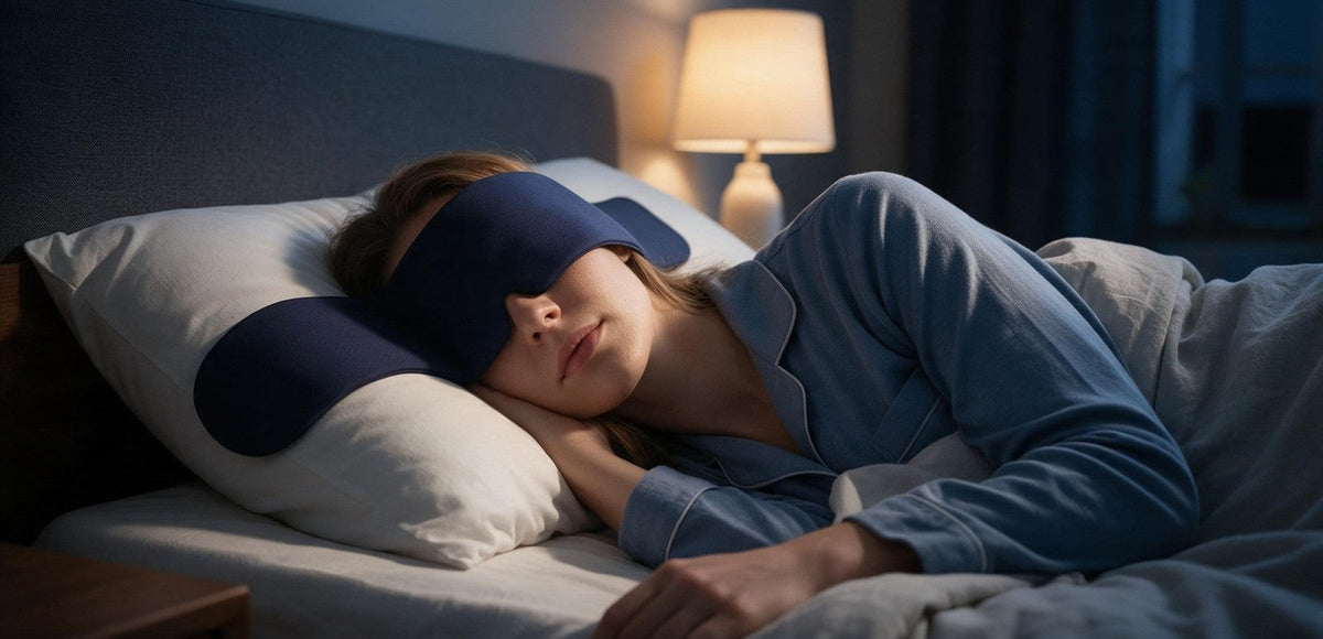 Nocwell Deep 250 worn in a dark bedroom with warm bedside light