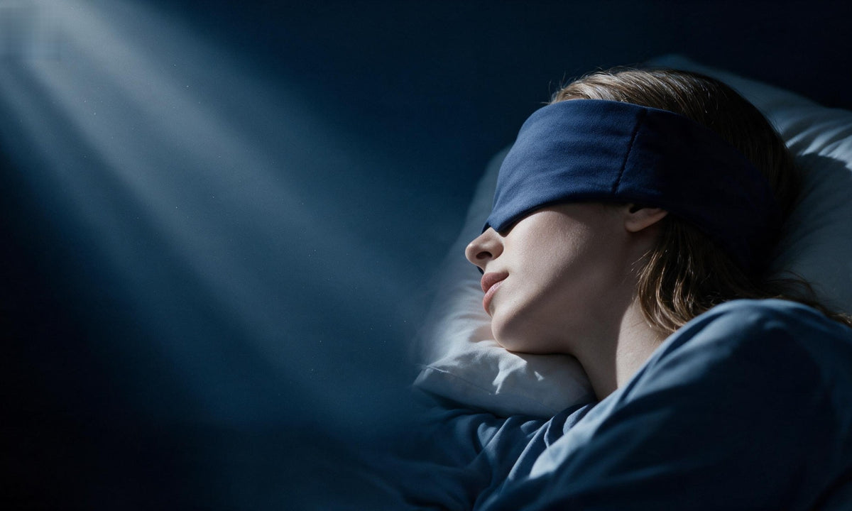 Nocwell Deep 250 weighted sleep mask worn at night